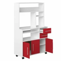 Armoire De Cuisine Cesar Pour Four à Micro-ondes - Blanc/rouge -EMOB-MEUBLES Ventes 8036X2179A80 Marius High white and red 6 84f0
