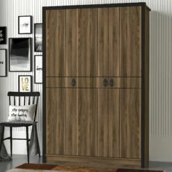 Tera Home Armoire | 100% Mélamine | Noyer | 120x180x45 Cm