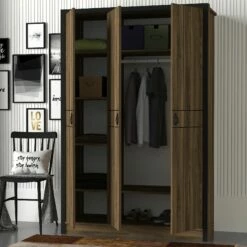 Tera Home Armoire | 100% Mélamine | Noyer | 120x180x45 Cm -EMOB-MEUBLES Ventes 804TRH3901 20 202 2f6e