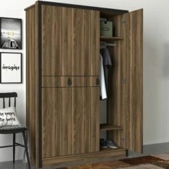Tera Home Armoire | 100% Mélamine | Noyer | 120x180x45 Cm -EMOB-MEUBLES Ventes 804TRH3901 20 203 64bf