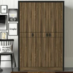 Tera Home Armoire | 100% Mélamine | Noyer | 120x180x45 Cm -EMOB-MEUBLES Ventes 804TRH3901 20 205 d26d