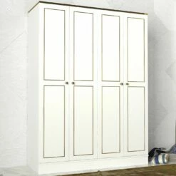Talon Wardrobe | 18mm Melamine Coated | 140x194x47 | White Gold