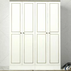 Talon Wardrobe | 18mm Melamine Coated | 140x194x47 | White Gold -EMOB-MEUBLES Ventes 804TRH3904 2 4322