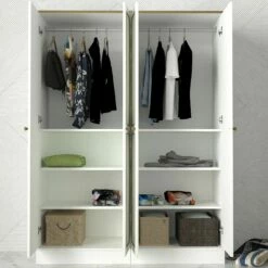 Talon Wardrobe | 18mm Melamine Coated | 140x194x47 | White Gold -EMOB-MEUBLES Ventes 804TRH3904 3 29a8