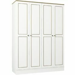Talon Wardrobe | 18mm Melamine Coated | 140x194x47 | White Gold -EMOB-MEUBLES Ventes 804TRH3904 4 2a9f