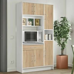 Armoire De Cuisine Liana Pour Four à Micro-ondes - Blanc/chêne