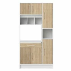 Armoire De Cuisine Liana Pour Four à Micro-ondes - Blanc/chêne -EMOB-MEUBLES Ventes 8070X2134A80 Louise white and natural oak 3 8a51