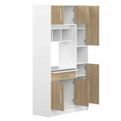 Armoire De Cuisine Liana Pour Four à Micro-ondes - Blanc/chêne -EMOB-MEUBLES Ventes 8070X2134A80 Louise white and natural oak 4 9af0