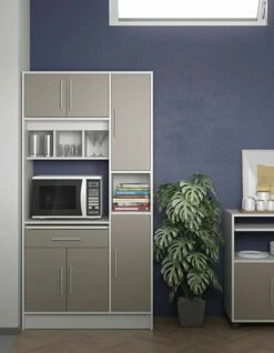 Armoire De Cuisine Liana Pour Four à Micro-ondes - Blanc/gris Taupe 19 Armoire De Cuisine Liana Pour Four à Micro-ondes - Blanc/gris Taupe -EMOB-MEUBLES Ventes 8070X2191A80 Louise white and taupe 1 6412