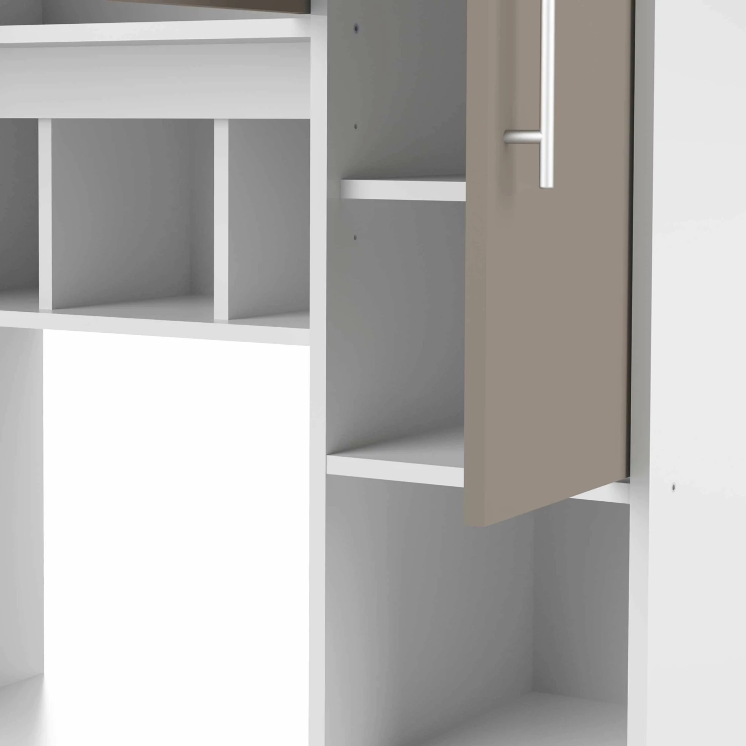 Armoire De Cuisine Liana Pour Four à Micro-ondes - Blanc/gris Taupe 5 Armoire De Cuisine Liana Pour Four à Micro-ondes - Blanc/gris Taupe – Image 5