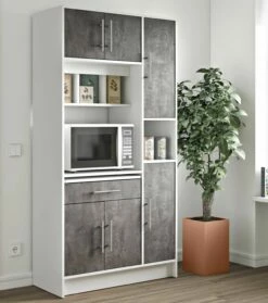 Armoire De Cuisine Liana Pour Four à Micro-ondes - Blanc/béton