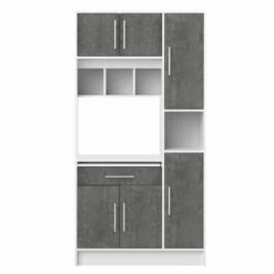 Armoire De Cuisine Liana Pour Four à Micro-ondes - Blanc/béton -EMOB-MEUBLES Ventes 8070X2198A80 Louise white and concrete 3 ef51