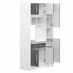 Armoire De Cuisine Liana Pour Four à Micro-ondes - Blanc/béton -EMOB-MEUBLES Ventes 8070X2198A80 Louise white and concrete 4 3111