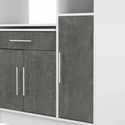 Armoire De Cuisine Liana Pour Four à Micro-ondes - Blanc/béton -EMOB-MEUBLES Ventes 8070X2198A80 Louise white and concrete 9 8d18