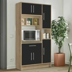 Armoire De Cuisine Liana Pour Four à Micro-ondes - Chêne/noir
