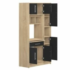 Armoire De Cuisine Liana Pour Four à Micro-ondes - Chêne/noir -EMOB-MEUBLES Ventes 8070X3476A80 Louise natural oak and black 4 6f2f