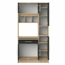 Armoire De Cuisine Liana Pour Four à Micro-ondes - Chêne/noir -EMOB-MEUBLES Ventes 8070X3476A80 Louise natural oak and black 5 6082