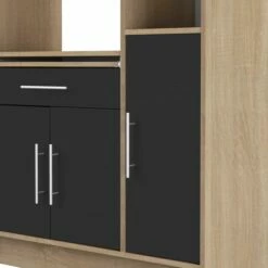 Armoire De Cuisine Liana Pour Four à Micro-ondes - Chêne/noir -EMOB-MEUBLES Ventes 8070X3476A80 Louise natural oak and black 9 c836