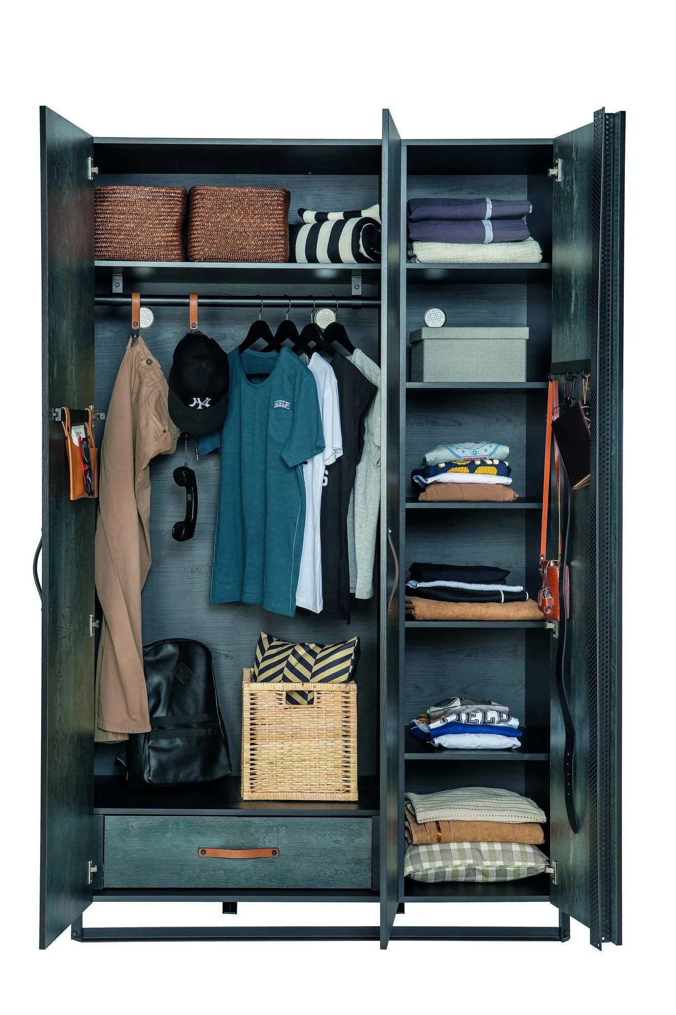 Armoire | 100% Mélamine | Portes à Fermeture Douce | Rail De Suspension LED 4 Armoire | 100% Mélamine | Portes à Fermeture Douce | Rail De Suspension LED – Image 4