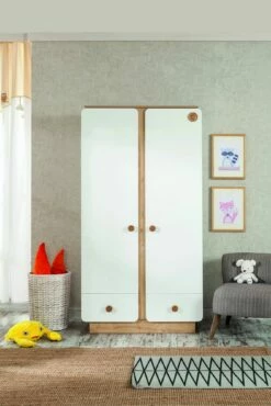 Armoire | Multicolore | 100% Mélaminé | Portes à Fermeture Douce | Rail De Suspension LED