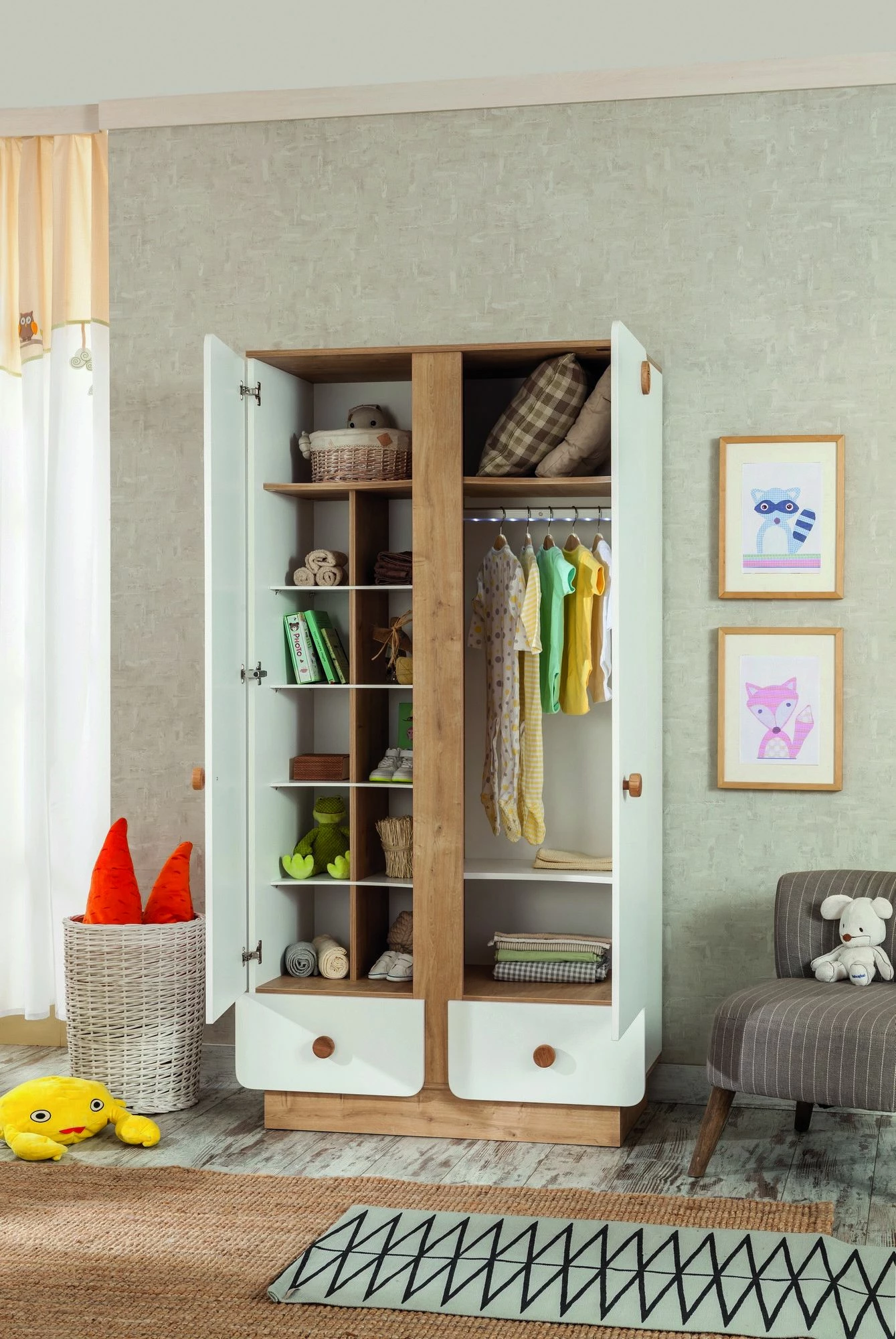 Armoire | Multicolore | 100% Mélaminé | Portes à Fermeture Douce | Rail De Suspension LED 8 Armoire | Multicolore | 100% Mélaminé | Portes à Fermeture Douce | Rail De Suspension LED – Image 8