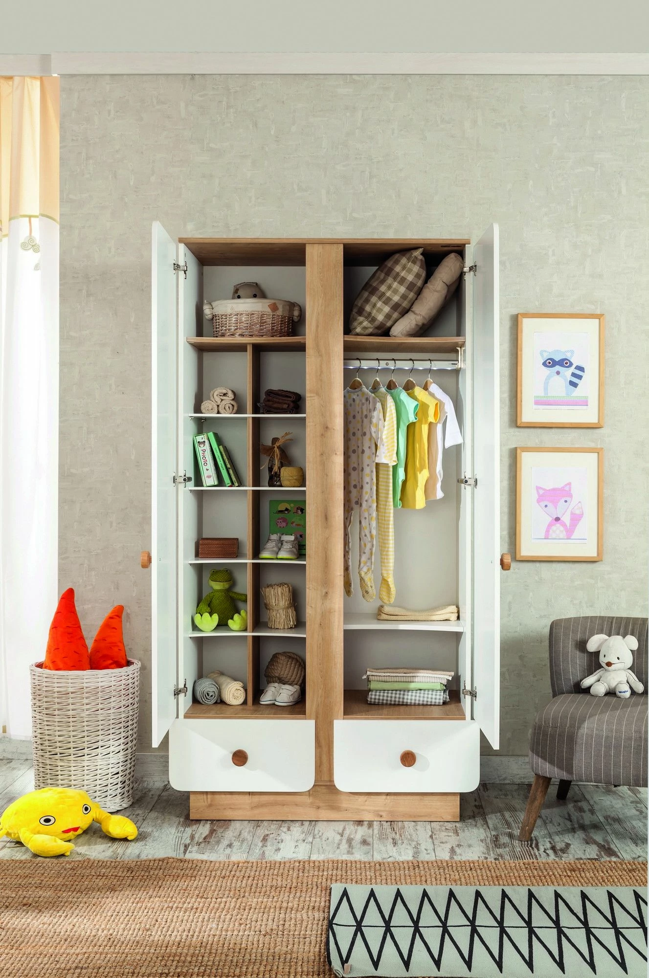 Armoire | Multicolore | 100% Mélaminé | Portes à Fermeture Douce | Rail De Suspension LED 7 Armoire | Multicolore | 100% Mélaminé | Portes à Fermeture Douce | Rail De Suspension LED – Image 7