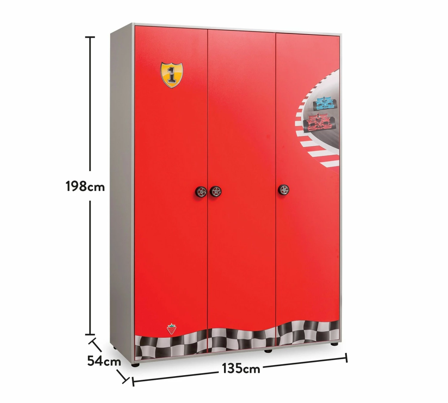 Armoire - 100% Mélamine - Tiroirs Et étagères - Portes à Fermeture Progressive - Multicolore - Race Cup 2 Armoire - 100% Mélamine - Tiroirs Et étagères - Portes à Fermeture Progressive - Multicolore - Race Cup – Image 2