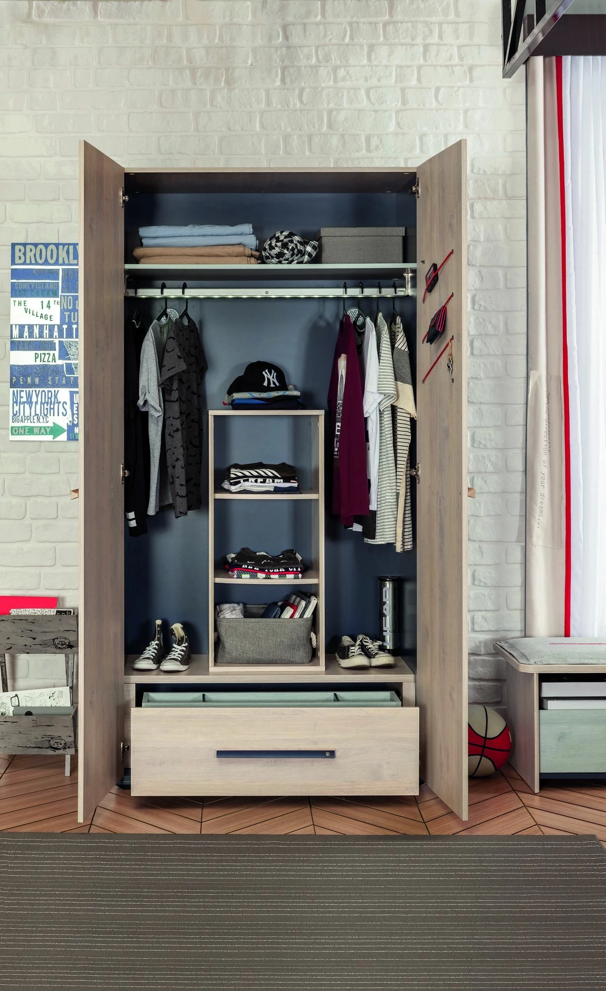 Armoire | 100% Mélaminé | Epaisseur 18mm | Portes Soft Close | Rail De Suspension LED 9 Armoire | 100% Mélaminé | Epaisseur 18mm | Portes Soft Close | Rail De Suspension LED – Image 9