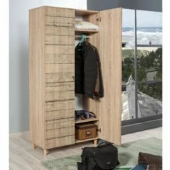 Armoire Vella | 100% Mélamine | Epaisseur 18mm | Pieds En Charme | Poignées En Métal Et Corde | Chêne Sonoma -EMOB-MEUBLES Ventes 863SPH4206 20 204 0ffa
