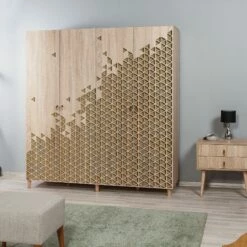 Armoire Vella | 100% Mélamine | Vernis UV | Chêne Sonoma