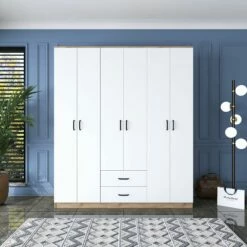 Armoire Locelso" | Revêtement Mélaminé | Epaisseur 18mm | Noyer Blanc -EMOB-MEUBLES Ventes 893RAN4546 20 202 407a