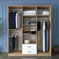 Armoire Locelso" | Revêtement Mélaminé | Epaisseur 18mm | Noyer Blanc -EMOB-MEUBLES Ventes 893RAN4546 20 203 d075