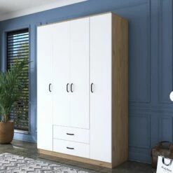 Armoire Locelso - Panneau De Mélamine 18mm - Noyer Blanc