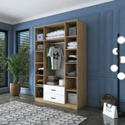 Armoire Locelso - Panneau De Mélamine 18mm - Noyer Blanc -EMOB-MEUBLES Ventes 893RAN4547 20 204 e819