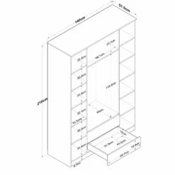 Armoire Locelso - Panneau De Mélamine 18mm - Noyer Blanc -EMOB-MEUBLES Ventes 893RAN4547 20 207 9a41
