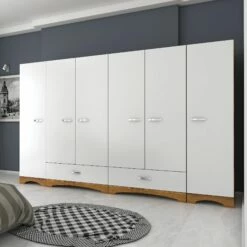 Locelso Armoire | 100% Mélaminé | Noyer Blanc | Panneau De Particules De Qualité E1