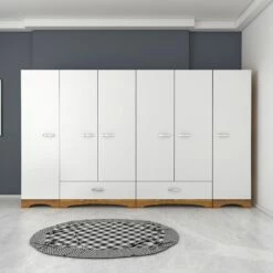 Locelso Armoire | 100% Mélaminé | Noyer Blanc | Panneau De Particules De Qualité E1 -EMOB-MEUBLES Ventes 893RAN4554 20 202 8b23