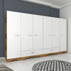 Locelso Armoire | 100% Mélaminé | Noyer Blanc | Panneau De Particules De Qualité E1 -EMOB-MEUBLES Ventes 893RAN4554 20 203 26cb