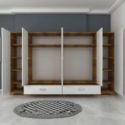 Locelso Armoire | 100% Mélaminé | Noyer Blanc | Panneau De Particules De Qualité E1 -EMOB-MEUBLES Ventes 893RAN4554 20 205 a5af