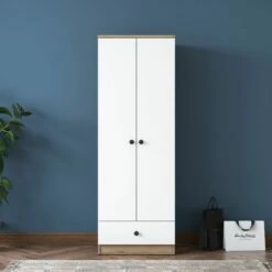 Armoire Locelso - 100% Mélaminé - Noyer Blanc 15 Armoire Locelso - 100% Mélaminé - Noyer Blanc -EMOB-MEUBLES Ventes 893RAN4556 20 202 321f