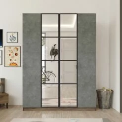 Armoire Robuste 100% Mélamine" 138,4 Cm X 183,8 Cm X 50 Cm | Gris Marron