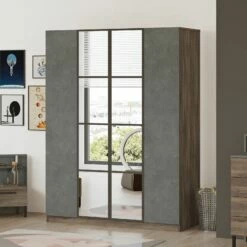 Armoire Robuste 100% Mélamine" 138,4 Cm X 183,8 Cm X 50 Cm | Gris Marron -EMOB-MEUBLES Ventes 956LCS1705 20 202 8cf9