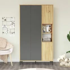 Locelso Wardrobe | 100% Melamine Coated | 18mm Thick | 105cm X 190cm | Felt Anthracite