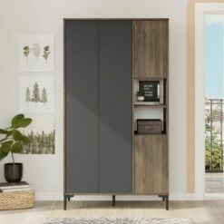 Armoire Locelso | Panneau Mélaminé 18mm | Marron Anthracite