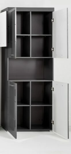 Meuble Haut Gris Brillant Amanda - Solution De Rangement élégante -EMOB-MEUBLES Ventes Amanda BD 1393 105 21 geoeffnet 999f