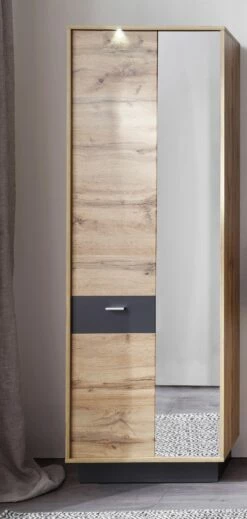 Armoire LED Coast : Décor Moderne En Chêne, Finition Grise -EMOB-MEUBLES Ventes Coast GD 1747 127 83 1747 127 00 frontal 108e