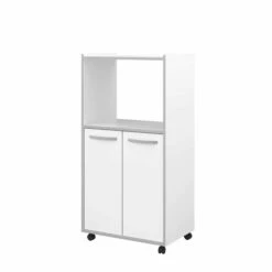 Armoire Pour Micro-ondes Easy 60 Cm, 2 Portes - Blanc/gris -EMOB-MEUBLES Ventes ESSENTIEL 803339 D 20191108003705 515a
