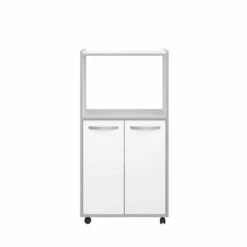 Armoire Pour Micro-ondes Easy 60 Cm, 2 Portes - Blanc/gris -EMOB-MEUBLES Ventes ESSENTIEL 803339 F 20191108003755 f3e0