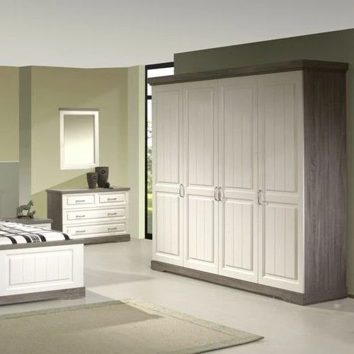Armoire Isaura 230cm, 4 Portes - Blanc/gris 1 Armoire Isaura 230cm, 4 Portes - Blanc/gris