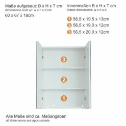 Armoire De Toilette Line : Blanc, Adapté Aux Pièces Humides, 2 Portes, 2 étagères -EMOB-MEUBLES Ventes Line SK BD 1898 405 01 Datenblatt 18dc